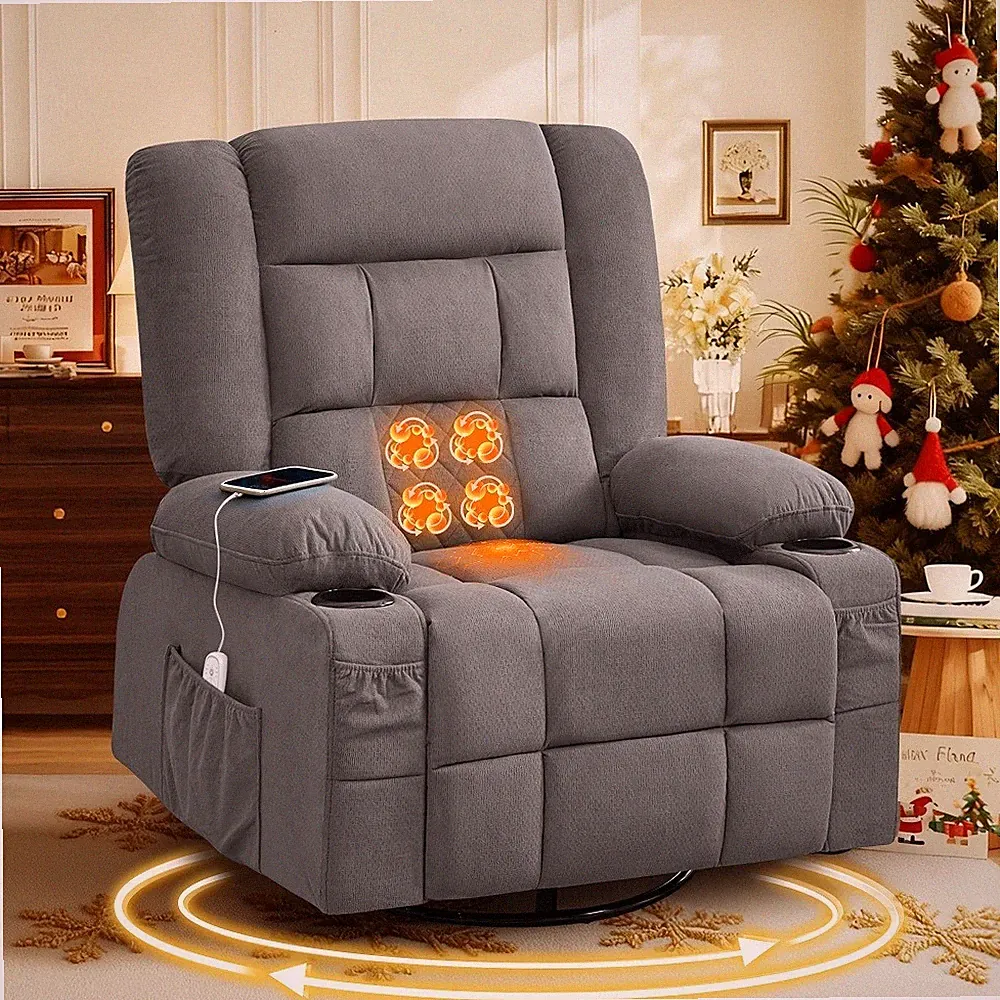 Kneading Massage Rocker Recliner Chair 4-Point 3D Kneading Massage2CupHoldersUSB