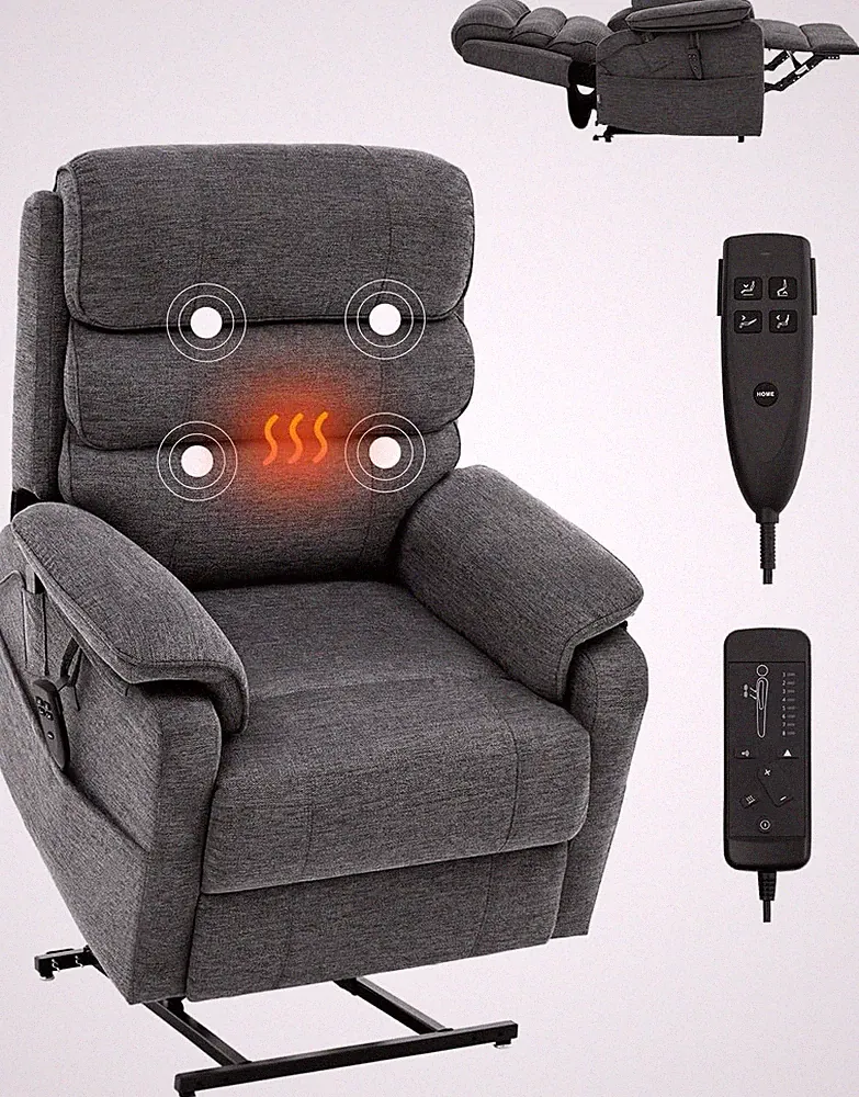Power Lift Recliner Chair, Dual Motor Lift Chair with Heat and Massage for Elder
