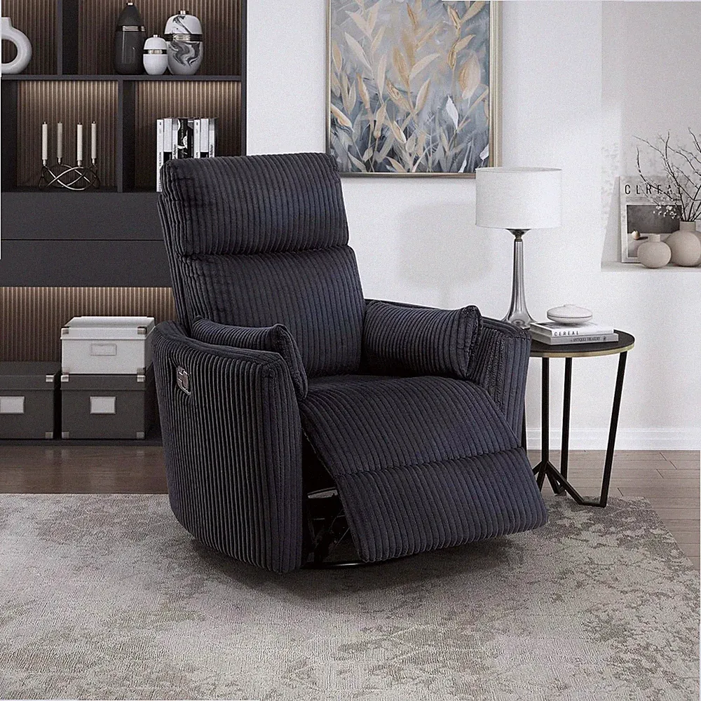 Stylish Black Swivel Glider Recliner Chair with Lumbar Pillows for Any Room