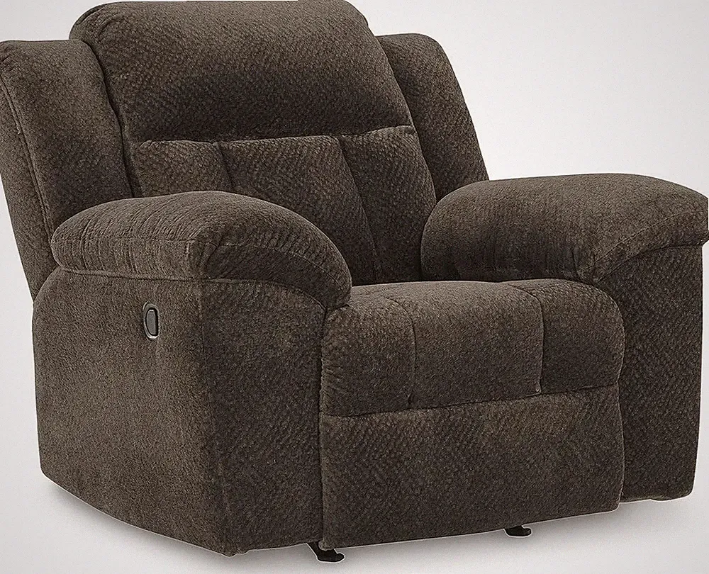 Urban Dark Brown Manual Rocker Recliner with Plush Pillow-Top Arms